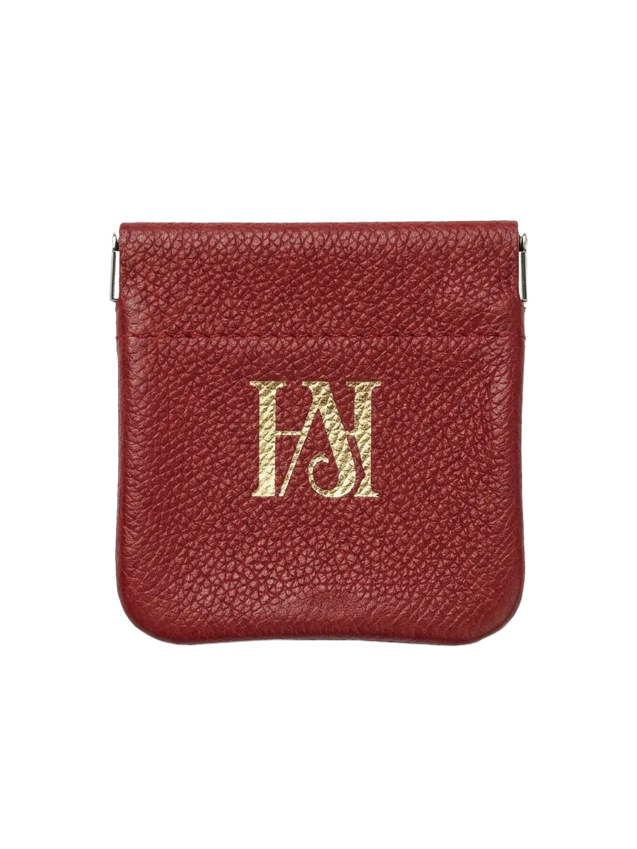 Scarlet Pebbled Leather Squeeze Coin Pouch