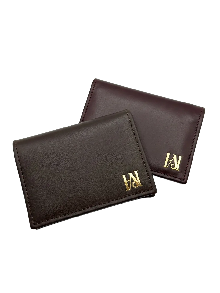 Heritage Duo Bifold Card Holder — Espresso & Burgundy