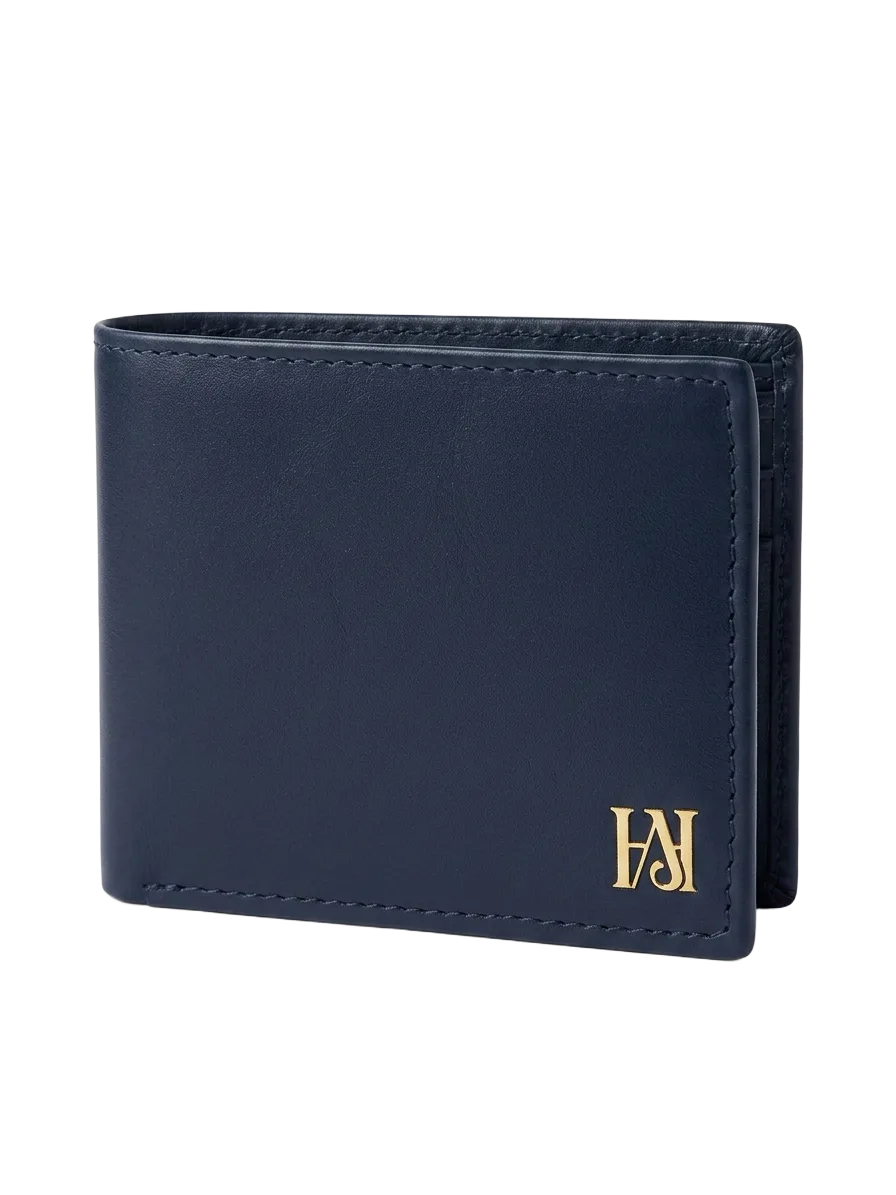 Midnight Navy Full-Grain Leather Men's Bifold Wallet